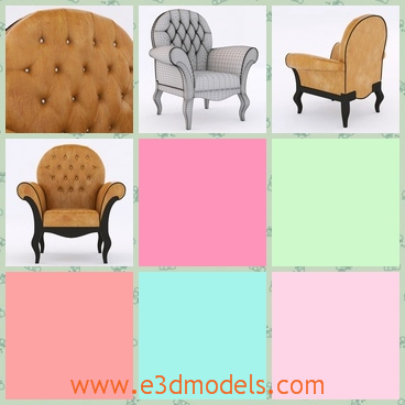 3d model the modern chair with a soft back - This is a 3d model of the modern chair with a soft back,which is made in modern times and the back has so many buttons.