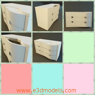 3d model the modern chest - This is a 3d model of the modern chest,which is white and made in a fine style.The model is usually placed in the bedroom.
