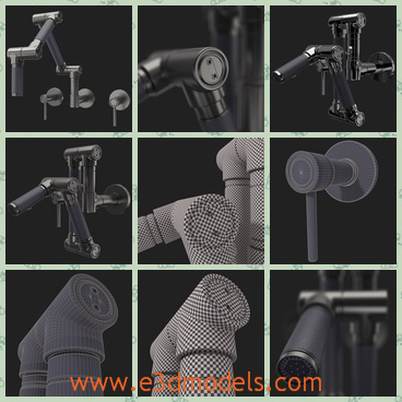 3d model the modern faucet in the kitchen - This is a 3d model of the modern faucet in the kitchen,which is made in steel and it is stable and it is necessay in the life.