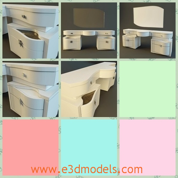 3d model the modern furniture - This is a 3d model of the dressing table with a mirror,which is modern and white.The model is common in the home.