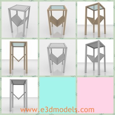 3d model the modern glass table - This is a 3d model of the modern glass table,which is tall and small.The model is the famous product made by Porade company.