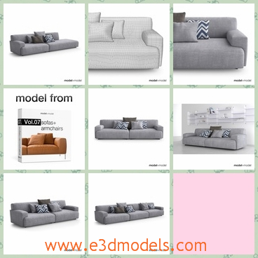 3d model the modern sofa with pillows - This is a 3d model of the modern sofa with pillows,which is modern and common in the living room.