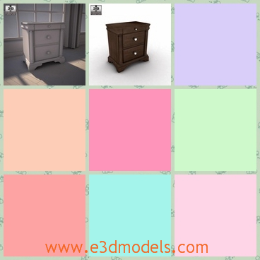 3d model the nightstand in wood - This is a 3d model of the nightstand in wood,which is not so tall but stable enough.The model is common in room.