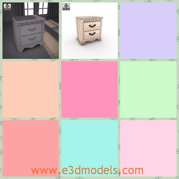 3d model the nightstand with the silver handle - This is a 3d model of the nightstand with the silver handle,which is fine and shining.The model is made with special materials and the handle is easy to use.