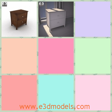 3d model the nightstand with two drawers - This is a 3d model of the nightstand with two drawers,which is made of nico materials and the textures are special on the surface.