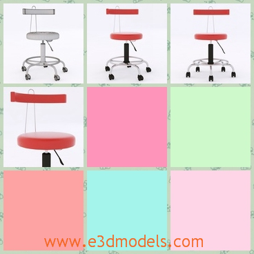 3d model the office chair with pink cover - This is a 3d model of the office chair with pink cover,which is hold by the movable wheels  underneath.