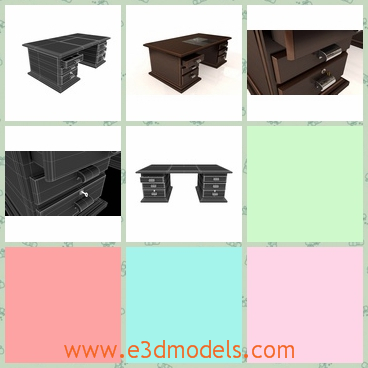 3d model the office desk - This is a 3d model of the office desk,which is large and heavy.The model is made of wood and there are several drawers.