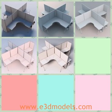 3d model the office desks - This is a 3d model of the office desks,which are cubicle and modern.The model is common and made with good quality.