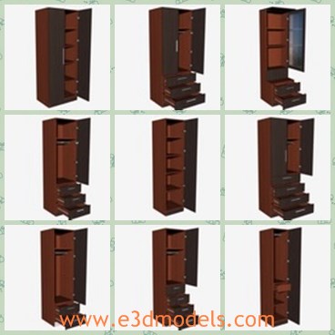 3d model the opened cabinet - This is a 3d model of the opened cabinet,which is made as the bookshelf and dresser.The model is wooden and popular.