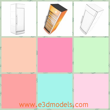 3d model the orange refrigerator - This is a 3d model of the orange refrigerator,which is large and made for store food.The model has a door and it is convenient to use.