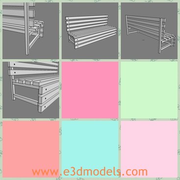 3d model the outdoor bench - This is a 3d model of the wooden bench outside the door,which is long and practical.The model can be used in any places actually.