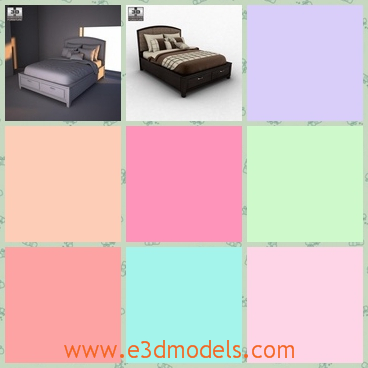 3d model the panel bed with pillows - This is a 3d model of the panel bed with pillows,which is the single bed in the room.The model is a necessary model in house.