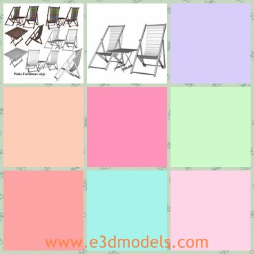 3d model the patio chair - This is a 3d model of the patio chairs,which is convertible and usually used as the common chair in the gardens and beach.