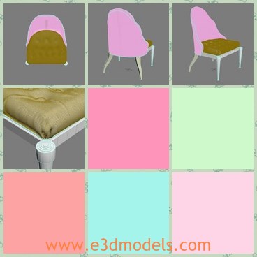 3d model the pink chair - This is a 3d model of the pink chair,which is covered with a leather material.The chair is also the dining chair in the kitchen,which is made in classic style.