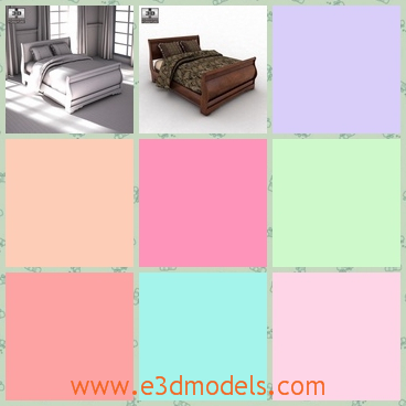3d model the queen sleigh bed - This is a 3d model of the Queen Sleigh Bed,which is made in wood and the model is single and comfortable.