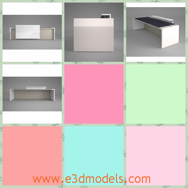 3d model the reception desk with black surface - This is a 3d model of a reception desk with black surface,which is long and useful.