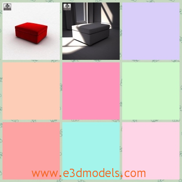 3d model the red footstool - This is a 3d model of the red footstool ,which is short and there is a large Large practical storage space under the seat, working both as an extra seat and as a comfortable extension of your sofa.
