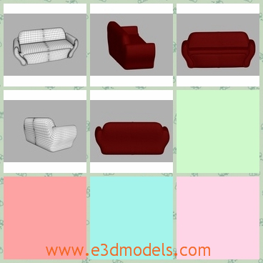 3d model the red sofa in the living room - This is a 3d model of the red sofa in the living room,which s long and modern.The model is poplar amongst young people.