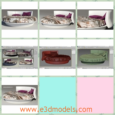 3d model the round bed in modern style - This is a 3d model about the round bed made in modern style,which is placed in the middel of the room and the textures of the bed are special and glorious.