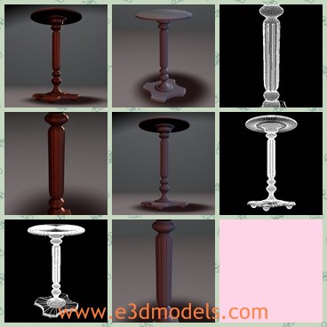 3d model the round table - This is a 3d model of the round table,which is presented with spindle center and rounded feet.The table is mainly made of wooden materials.