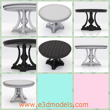 3d model the round table in white and in black - This is a 3d model of the round table,which is hold by the fine sticks underneath.The model is a great decoration in the living room.