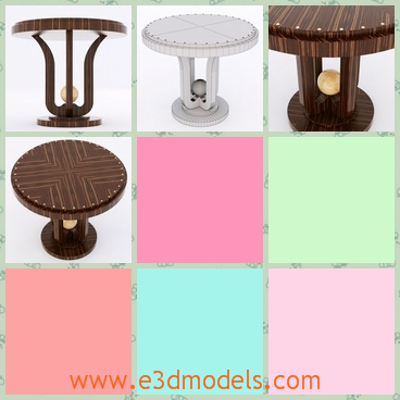 3d model the round table in wood - This is a 3d model of the round table in wood,which is heavy and stable.The model is painted with a cross on the surface.