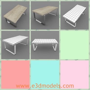 3d model the rustic long table - This is a 3d model the rustic long table,which is modern and has the wooden surface.The table is rough and made with raw material.