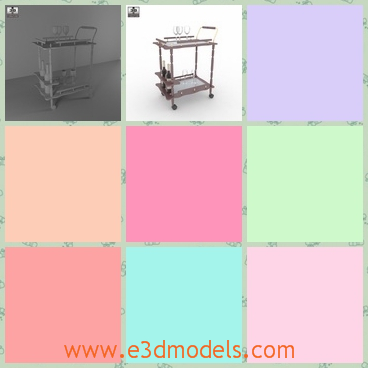 3d model the serving cart of restaurant - This is a 3d model of the serving cart of the restaurant,which is easy to handle with the movable wheels.