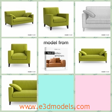 3d model the settee - This is a 3d model of the sofa,which is made in high quality and the divan is modern and popular amongst the young people.