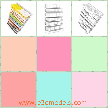 3d model the shelf in white - This is a 3d model of the shelf in white,which is modern and textured.The model is the common tool in the supermarket.