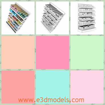 3d model the shelf with stuffs - This is a 3d model of the shelf wih stuffs,which is modern and made in high quality.The model is full of goods.