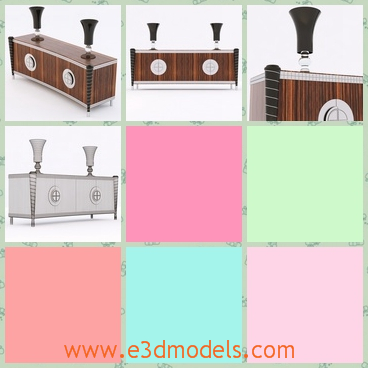 3d model the sideboard - This is a 3d model of the sideboard in the kitchen,which is long and made of wood.The model is special because of the lamps on the surface.