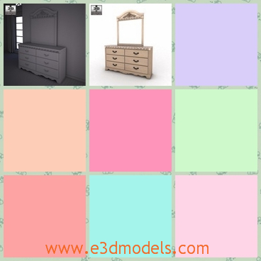 3d model the silverglade dresser - This is a 3d model of the silverglade dresser,which is modern and special,for it has a mirror on the top.The model is made with special textures.