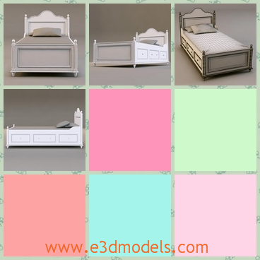 3d model the single bed with a pillow - This is a 3d model of the single bed with a pillow,which is long and stable.The bed is made of wood.