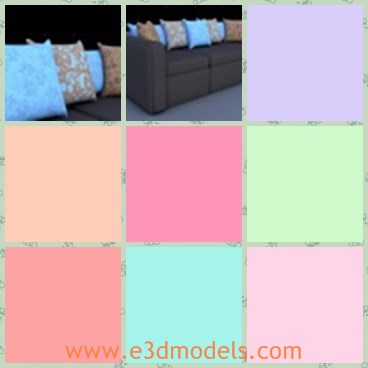 3d model the sofa and pillows - This is a 3d model of the sofa and pillows,which is the soft and modern couch in life.
