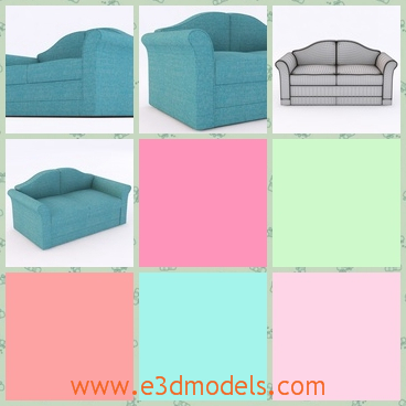 3d model the sofa as the furniture - This is a 3d model of the sofa as the furniture,which is blue and pretty.The model is the most outstanding view of the living room.