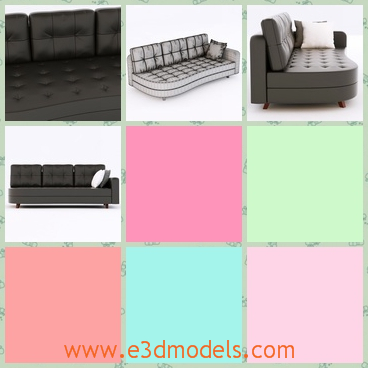 3d model the sofa in black - This is a 3d model of the sofa in black,which is realistic and the it is long to lie on.
