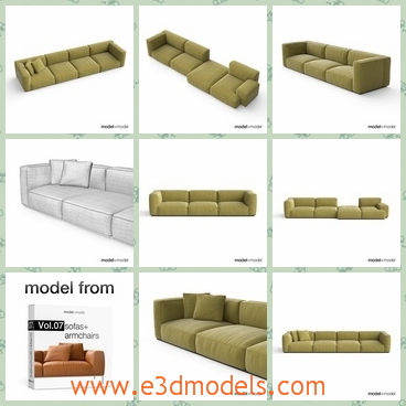 3d model the sofa in modern style - This is a 3d model of the sofa in modern style,which is made in high quality.The model is the common couch in our room.