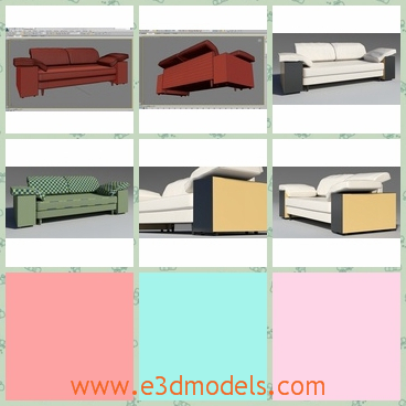3d model the sofa in modern style - This is a 3d model of the sofa in modern style,which is long and tidy.The sofa is placed in the living room.