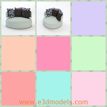 3d model the sofa in the living room - THis is a 3d model of the modern sofa in the living room,which is round and realistic.The model is made with pillow and cushions.