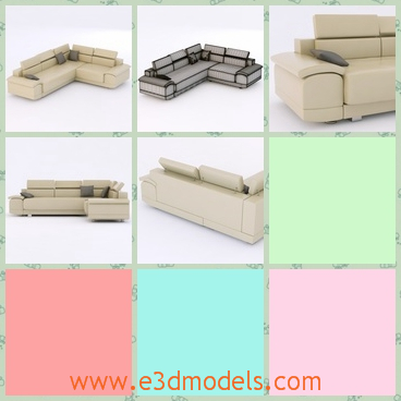 3d model the sofa in the white color - This is a 3d model of the soaf,which is white and pretty,and the model is moderna and popular.