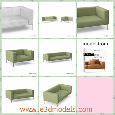 3d model the sofa of Italy - This is a 3d model of the sofa of Italy,which is the old-shaped and the legs are thin but stable to hold the body.