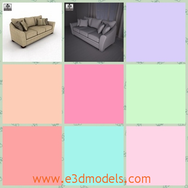 3d model the sofa with pillows - This is a 3d model of the sofa with pillows,which is the indispensable furniture in the room nowadays.