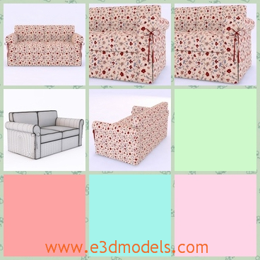 3d model the sofa with shiverings - This is a 3d model about the sofa with small pots on it.The model looks pretty at first sight.