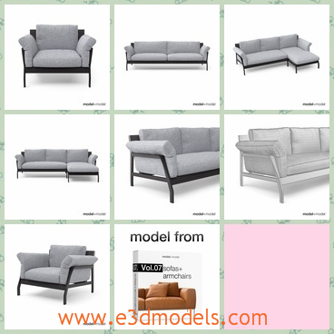 3d model the sofa with soft materials - This is a 3d model of the sofa with soft materials,which is made in high quality.The model is made with attention to details.