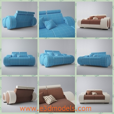 3d model the sofa with the special back - This is a 3d model of the sofa with the special back,which is blue and large.The sofa is suitable for the living room.