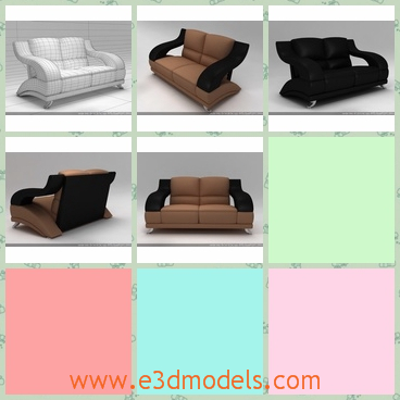 3d model the sofa with the tilted legs - This is a 3d model of the sofa with the tilted legs,which is large and luxury to see.The model is also called couch.