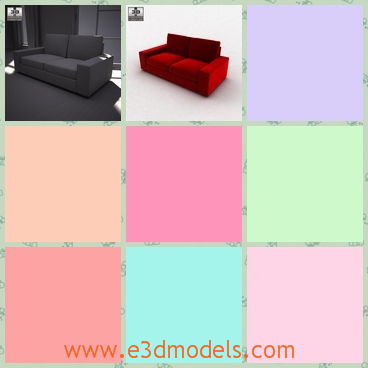 3d model the sofa with two seats - This is a 3d model of the sofa with two seats,which is long and spacious.The model is made with special materials.