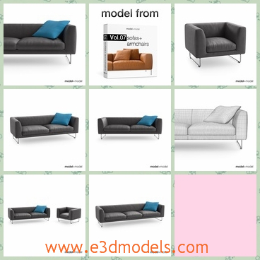 3d model the sofas and armchairs - This is a 3d model of the sofas and armchairs,which are mdoern and popular.The model is made in high quality.