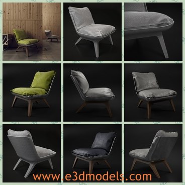 3d model the soft chair - This is a 3d model of the soft chair,which is made with leather materials.The chair is short and comfortable to sit on.